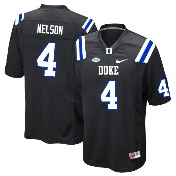 Men #4 Robert Nelson Duke Blue Devils College Football Jerseys Sale-Black